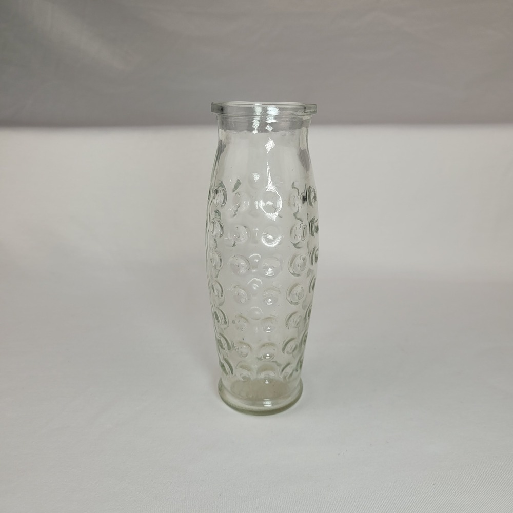Vintage Clear Glass Hobnail Bud Vase Textured Thumbprint Flower Vase 6.75in